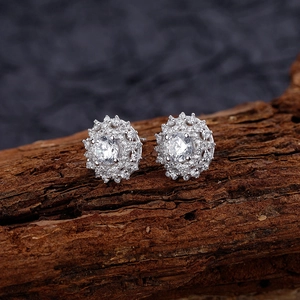 S925 Sterling Silber Ohrstecker Sonnenblume mit funkelnden Zirkonia-Steinen