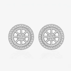 925 Sterling Silver Dreamcatcher Stud Earrings For Women Pave Zirconia Wheel Geometric Helm Shape Light Luxury Fashion Jewelry
