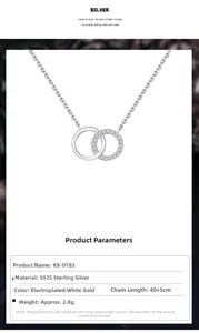 Détail du pendentif double anneau entrelacé en argent S925 avec pavé de zircones cubes