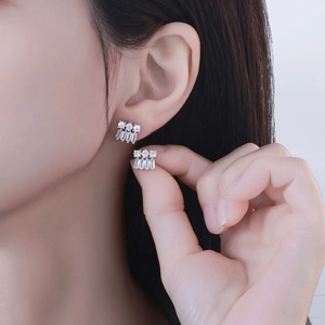 Elegant S925 sterling silver drop earrings with shimmering cubic zirconia stones