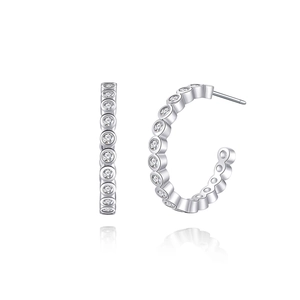 Elegante C-förmige Creolen aus S925 Sterlingsilber mit funkelnden Zirkon-Reihen