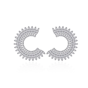 Orecchini a girasole in argento S925 con pavé di zirconi bianchi lucidi e riflettenti
