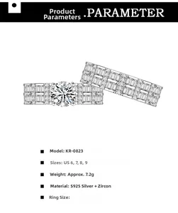 Detailed spec sheet for S925 sterling silver stacking ring set with cubic zirconia