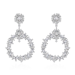 Luxurious S925 sterling silver drop earrings with brilliant cubic zirconia in碎屑 style