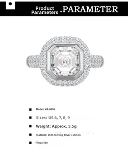Détail macro de la bague en argent S925 avec zircon carré et sertissage micro-pave