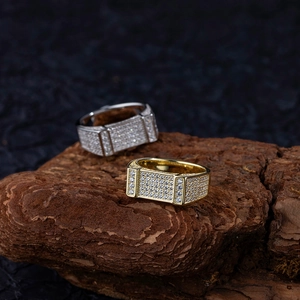 Bagues hip hop en argent sterling S925 plaqué or et argent serties de zircons fins