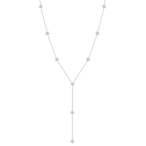 Élégant collier long en Y en argent sterling S925 avec pendentifs étoiles scintillants