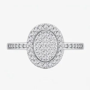 Luxury 925 Sterling Silver Oval Halo Zirconia Ring For Women Niche Design Dainty Full Diamond Cluster Wedding Band Finger Jewelry