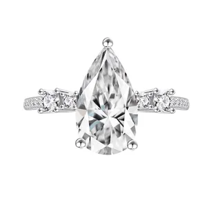 925 Sterling Silver Pear Cut Zirconia Ring For Women Luxury Sparkly Water Drop Engagement Wedding Jewelry Anniversary Gift
