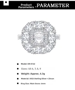 Detailed view of S925 sterling silver ring with rectangular step-cut cubic zirconia