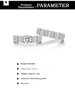 Detailed close-up of S925 sterling silver bridal ring set with cubic zirconia diamonds