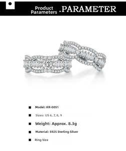 Macro detail of S925 sterling silver wave ring with micro-pave cubic zirconia setting