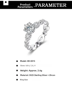 Spécifications du produit pour cette bague en argent 925 avec zircons cubiques