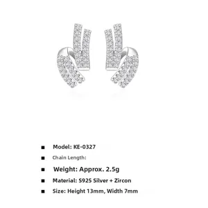 Detailed specs of S925 sterling silver double-layer stud earrings with cubic zirconia