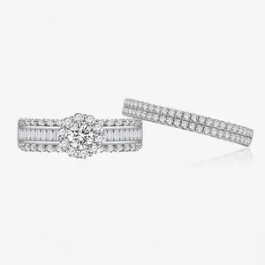 925 Sterling Silver Micro Pave Rhinestone Rings For Women Men Commuter Fashion Jewelry Geometric Finger Rings