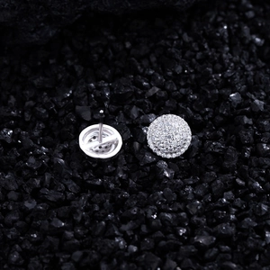 Sparkling S925 sterling silver round stud earrings with pave micro-set crystals