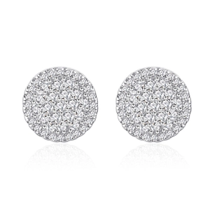 Classic S925 sterling silver round pavé stud earrings with sparkling cubic zirconia crystals