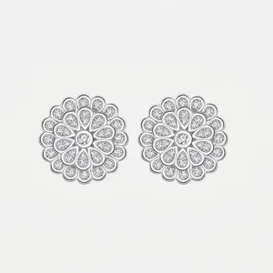 S925 Sterling Silver Micro Pave Zirconia Double Layer Flower Stud Earrings Exquisite Floral Jewelry For Women High End Gift