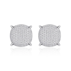 Luxurious S925 sterling silver stud earrings with micro-pave round zircon crystals