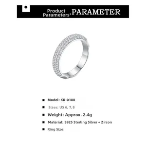 Spezifikationen des S925 Sterling Silber Zirkonia Rings mit Gewicht und US-Größenangaben