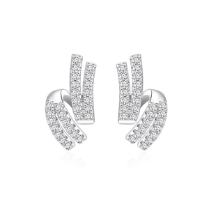 Elegant S925 sterling silver double-layer stud earrings with shimmering zircon stones