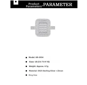 Guide des tailles détaillé pour bague en argent S925 sertie de zircons cubiques