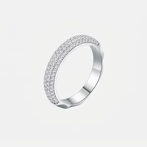 S925 Sterlingsilber Ring Für Damen Halber Ewigkeit Ring Mikrofassung Zirkonia Geometrische Stapelbar Verlobung Schmuck