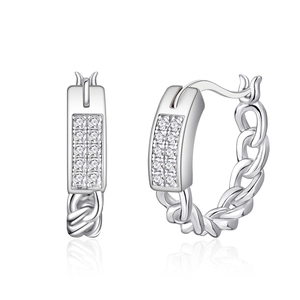 Boucles d'oreilles torsadées en argent S925 avec zircons sertis en double perspective
