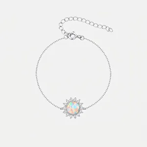 925 Sterling Silver Opal Jewelry For Women Sunflower Pendant Necklace Rhinestone Stud Earrings Bracelet Anniversary Gift