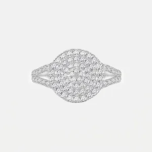 Luxury S925 Sterling Silver Zirconia Ring For Women Heavy Craft Inlaid Round Geometric White Gold Color Fashion Jewelry Gift