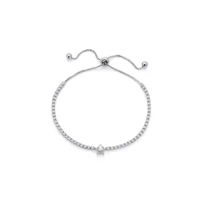S925 Sterling Silver Star Imitation Artificial Pearl Tennis Bracelet Zircon Pavé Adjustable Slider Clasp Jewelry For Women