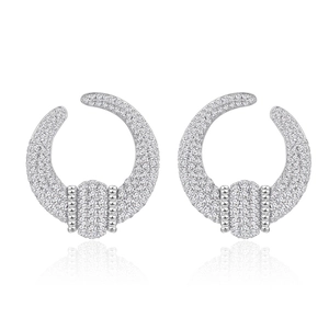 Luxurious S925 silver U-shaped earrings with shimmering pave-set cubic zirconia stones