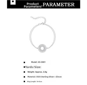 Macro del bracciale doppio in argento S925 con dettaglio lunghezza di 16cm più 5cm