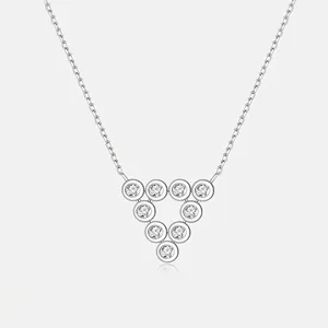 Minimalist 925 Sterling Silver Triangle Pendant Necklace For Women Geometric Zirconia Inlaid Electroplated Fashion Jewelry