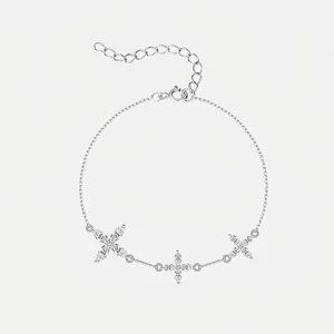 Bracciale a Fiore in Argento Sterling S925 per Donna Ciondolo con Taglio Marquise Regolabile Quadrifoglio Gioielli Eleganti