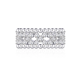 Elegant 925 sterling silver multi-layer hollow ring with micro-paved sparkling crystals
