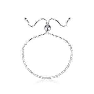 Luxus 925 Sterlingsilber Tennis Armband Für Damen Funkelndes Zirkonia Rundschliff Verstellbarer Gleitverschluss Bolo Schmuck Geschenk