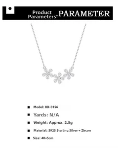 Détails du collier marguerite en argent S925 avec pendentifs en zircone scintillants