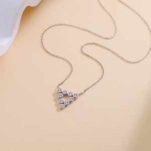 Minimalist S925 sterling silver necklace with triangular zircon pendant and delicate chain