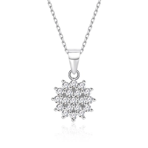 Elegant S925 sterling silver sunflower pendant necklace with sparkling cubic zirconia