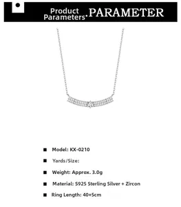 Detail showing S925 sterling silver wave pendant necklace with sparkling zircons