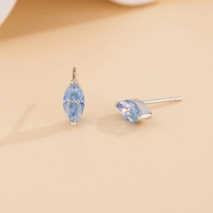 S925 sterling silver marquise cut blue moissanite Eye of Horus stud earrings