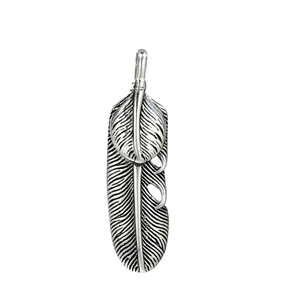 Pendentif Plume en Acier Inoxydable Vintage pour Hommes Femmes Style Indien Rétro Vieilli Feuille Pendentif Seul Sans Chaîne Bijoux Punk