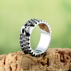 Vintage 316L Stainless Steel Skull Ring Men Punk Hip Hop Gothic Polished Skeleton Band Ring Rock Biker Jewelry Unisex Gift