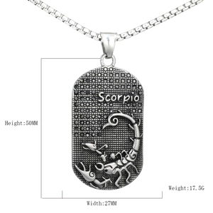 Collier pendentif Scorpion rétro en acier inoxydable avec dimensions de 50mm x 27mm