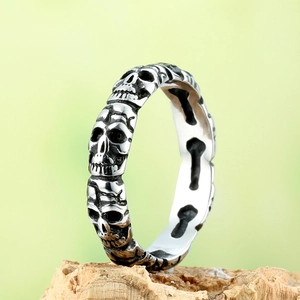 Vintage Stainless Steel Skull Ring Gothic Punk Skeleton Band Ring For Men Women Retro Biker Hip Hop Rock Jewelry