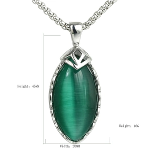 Pendentif en Acier Inoxydable Marquise Pierre Œil de Chat Artificielle Seul Sans Chaîne Pour Femmes Bijoux de Mode Collier