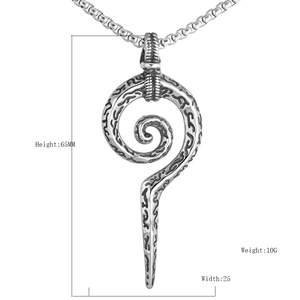 Pendentif bâton de serpent totem Maya rétro en acier inoxydable, collier de 65mm