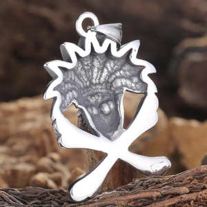 Pendentif tête de mort pirate en acier inoxydable rétro avec chapeau de paille