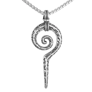 Collier avec pendentif sceptre serpent totem maya style punk rétro en acier inoxydable
